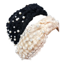 Women hot selling Korea style lace pearl knot hair clasp